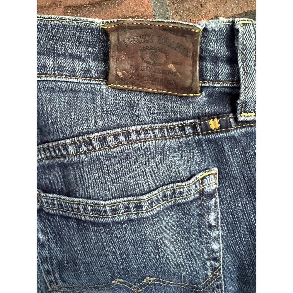 Lucky Brand Jeans 4/27 Blue Stretch Denim Sweet 'N Low Distressed Knees Flare